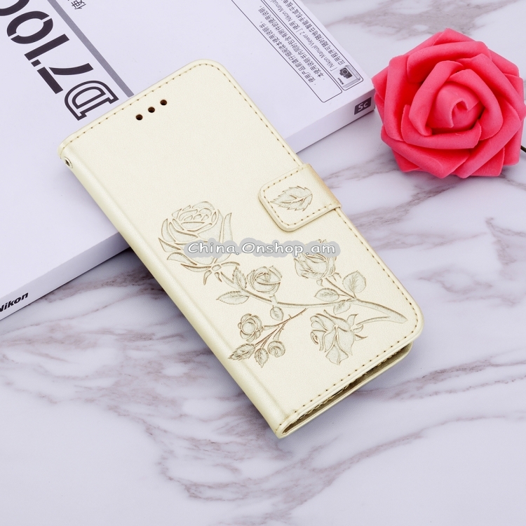 Պատյան քարտապանակ For Galaxy A01 Rose Embossed