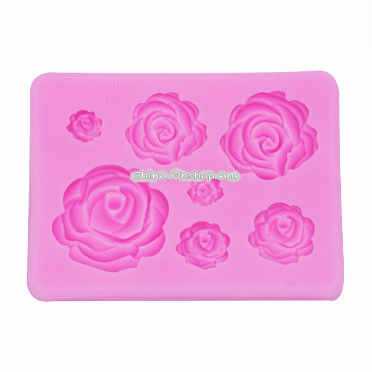 2 PCS DIY Handmade Soap Chocolate Fondant Baking Mold 3D Rose Flower Cake Decoration Silicone Mold