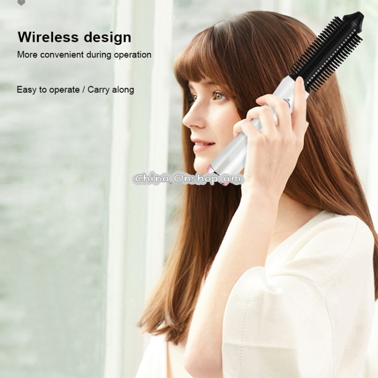 USB Charging Portable Anti-scalding Wireless Hair Curler Curling Straight Dual-purpose Ceramic Curling Comb (White) Lead Time: 1~3 Days