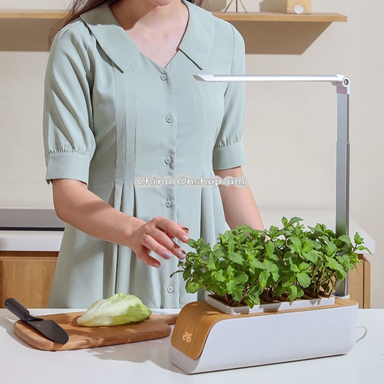 H003 Intelligent Hydroponic Vegetable Planting Machine Full-Spectrum Plant Growth Lamp Soil-Cultivation Vegetable Flower Pot(Intelligent hydroponic planting machine wood graphics)