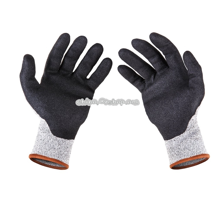 1 Pair HPPE Nitrile Frosted Cut-resistant Gloves 5-Level Anti-cutting Anti-wear Safety Working Gloves