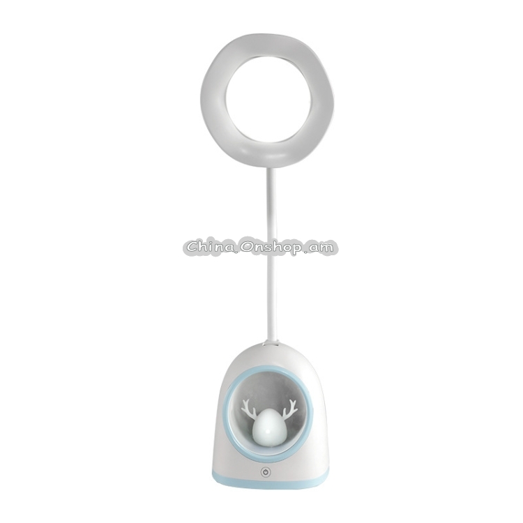 XTS-08 Snow Deer Multifunctional LED Learning Desk Lamp Bedroom Atmosphere Light, Colour: Blue + Small Fan