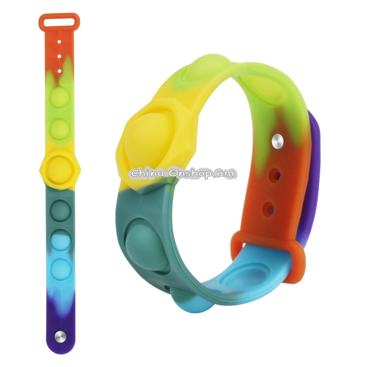 Rainbow Color Squeeze Bubble Bracelet Decompression Toy(One Generation Single Bubble Rainbow Model)