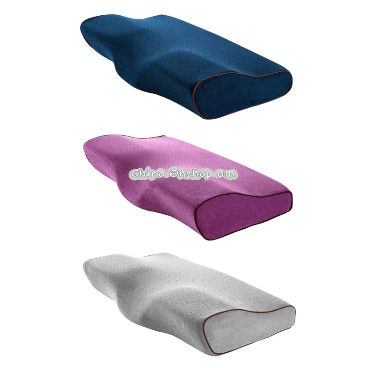Butterfly Shape Memory Foam Snorked Pillow Slow Rebound Health Care Cervical Pillow, Dimensions: 50x30x10x6cm(Velvet Blue) Lead Time: 1~3 Days