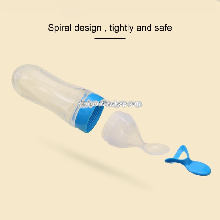 90ML Safe Newborn Baby Feeding Bottle Toddler Silicone Squeeze Feeding Milk Cereal Bottle with Hard Spoon