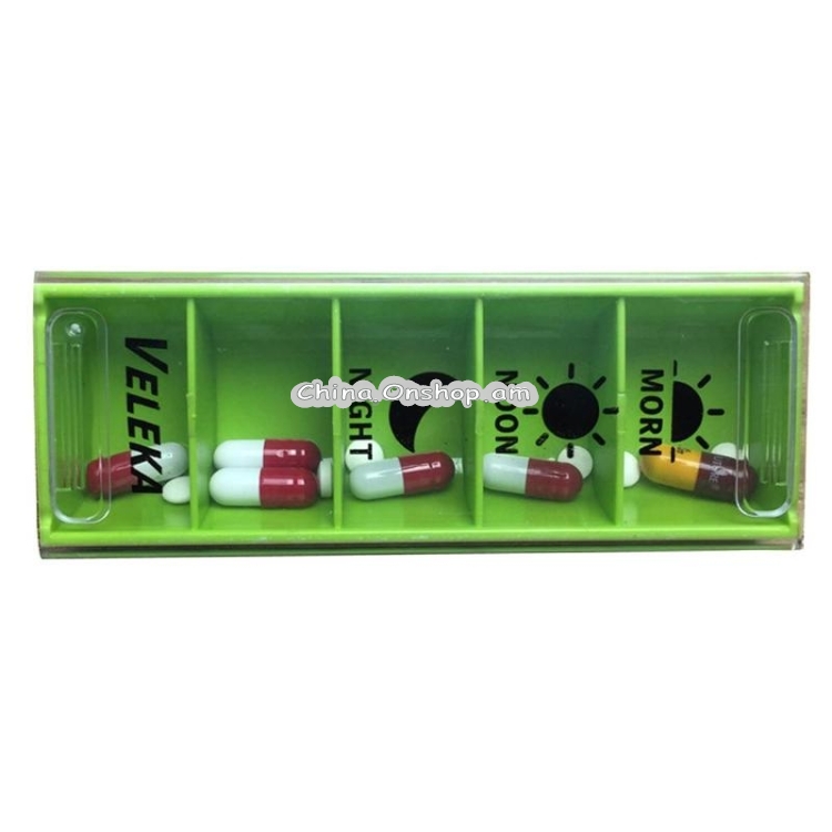 VELEKA Portable Storage Five-Case Small Medicine Box with Sliding Cover