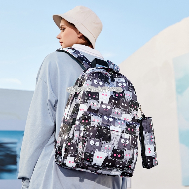 3 PCS / Set 2035 Printed Backpack Large-Capacity Leisure Computer Backpack Student School Bag