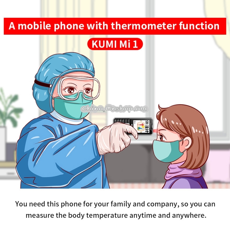 KUMI Mi1 Mini Mobile Phone, Forehead Thermometer