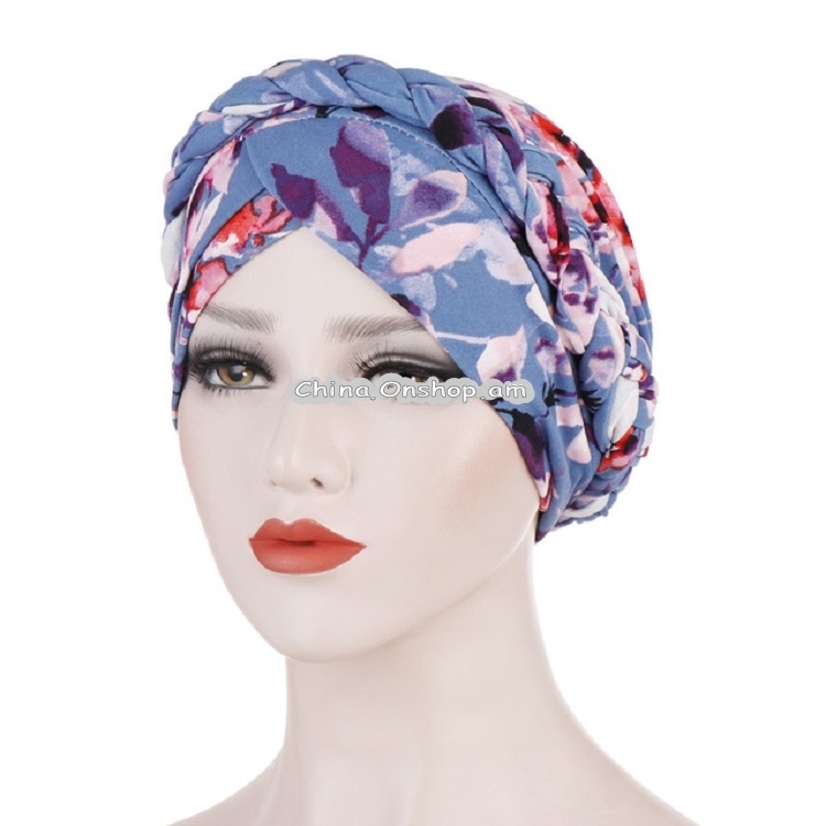 Women Printed Brushed Milk Silk Turban Hat Short Pullover Hat