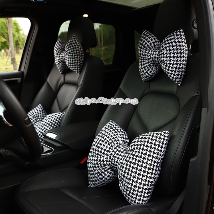 Car Head Pillow Neck Pillow Bow Car Lumbar Waist Pillow Car Interior Supplies