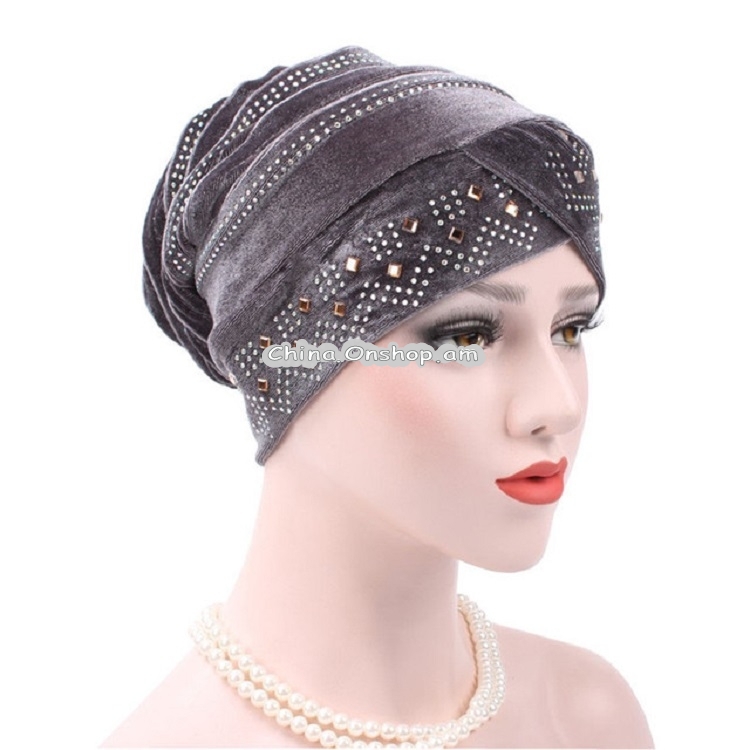 Կանացի նորաոճ գլխարկ Rhinestone Turban