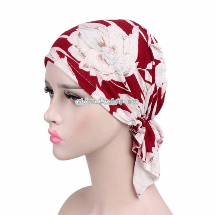 Stretch Cotton Printed Turban Cap Chemotherapy Cap Toe Cap