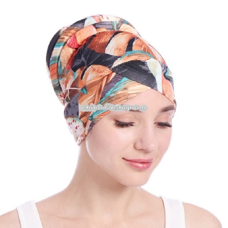 Floral Turban Hat Cotton Back Plate Hair Wrap Cap Floral Turban Hat Cotton Back Plate Hair Wrap Cap