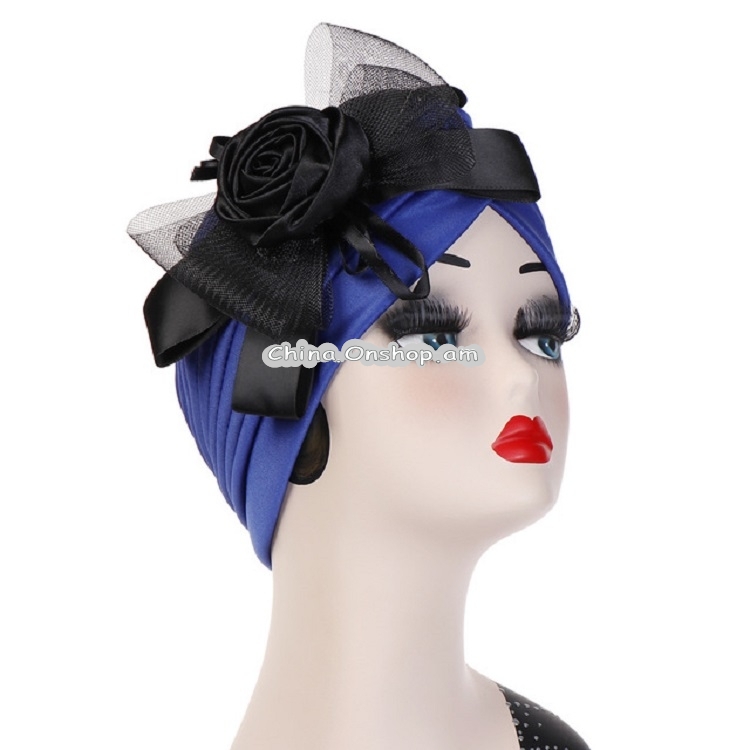 Flower Mesh Bow-knot Turban Hat Wrap Hat