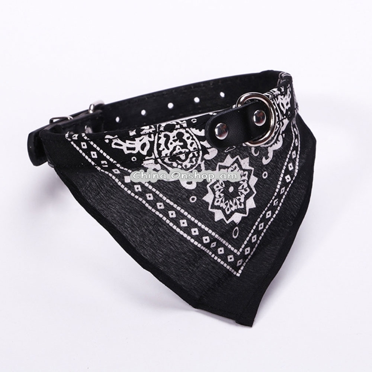 Adjustable Dog Bandana Leather Printed Soft Scarf Collar Neckerchief for Puppy Pet
