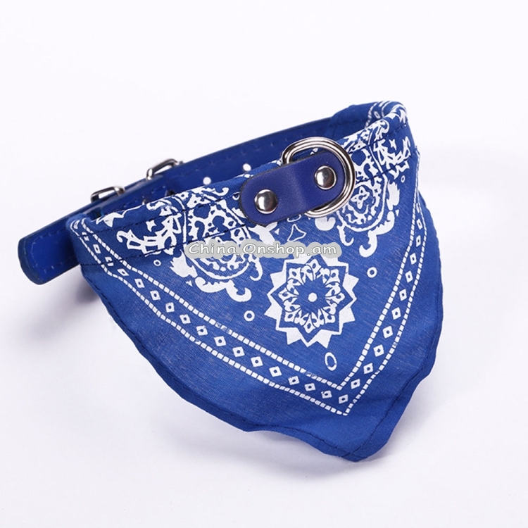 Adjustable Dog Bandana Leather Printed Soft Scarf Collar Neckerchief for Puppy Pet