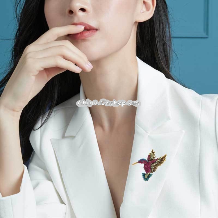 Inlaid Bee Bird Brooch Personality Clothing Pins Scarf Buckle(Red Diamond) Lead Time: 1~3 Days