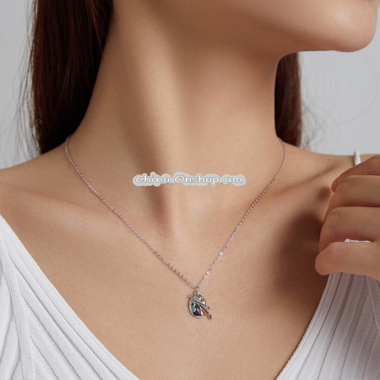 S925 Sterling Silver Paint Brush Women Nacklace Jewelry
