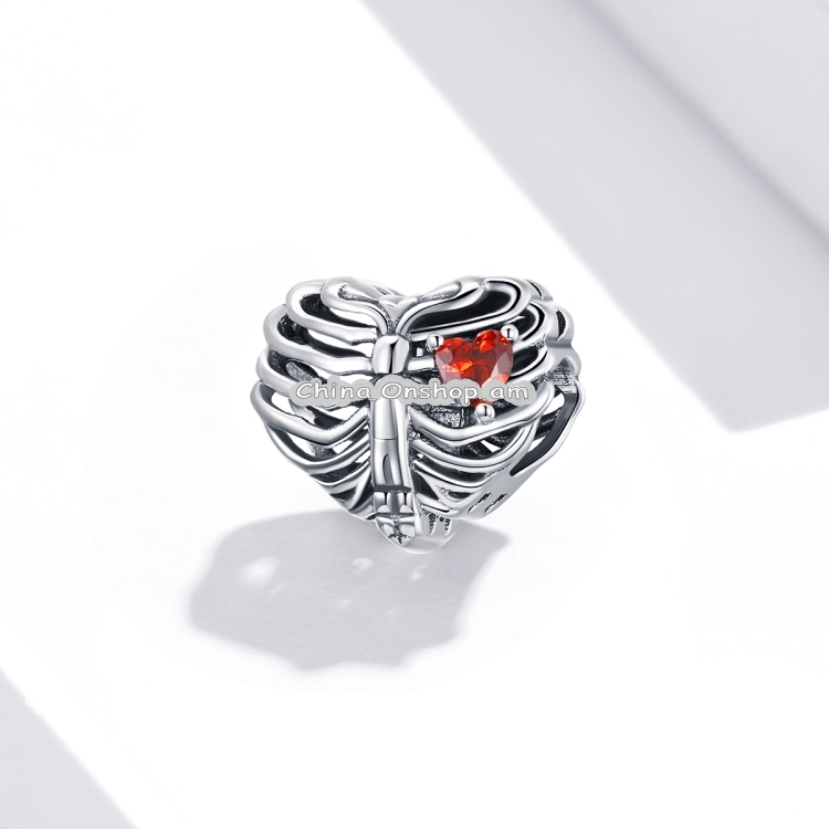 S925 Sterling Silver Beating Heart Beads DIY Bracelet Necklace Accessories