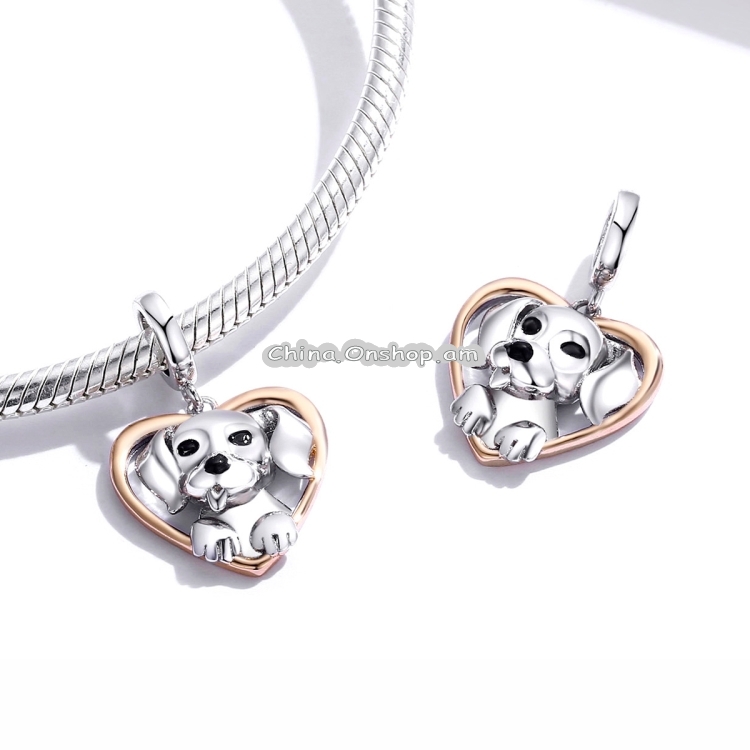 S925 Sterling Silver Little Dog Beads DIY Bracelet Necklace Accessories