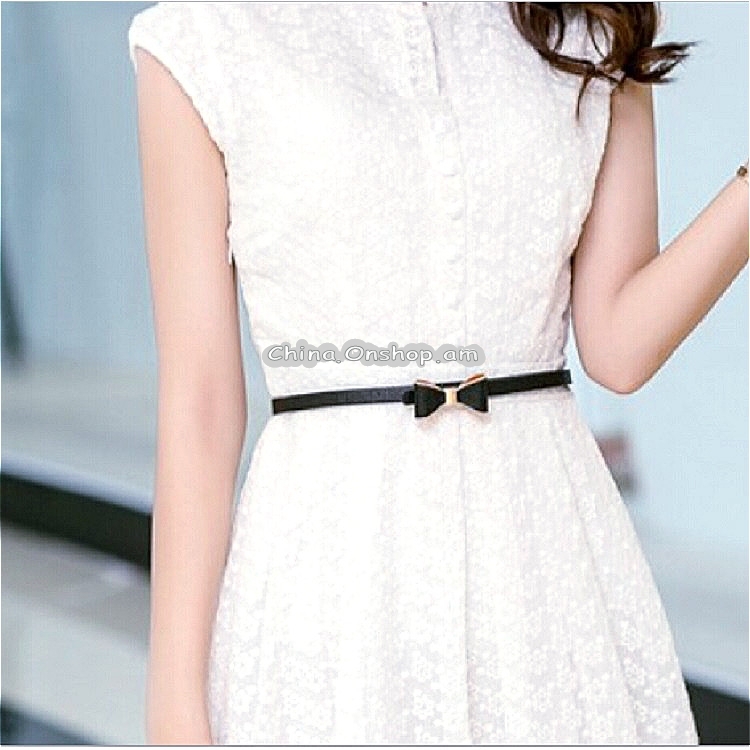 Candy-Colored Metal Edge Bow-knot PU Leather Fine Belt for Women