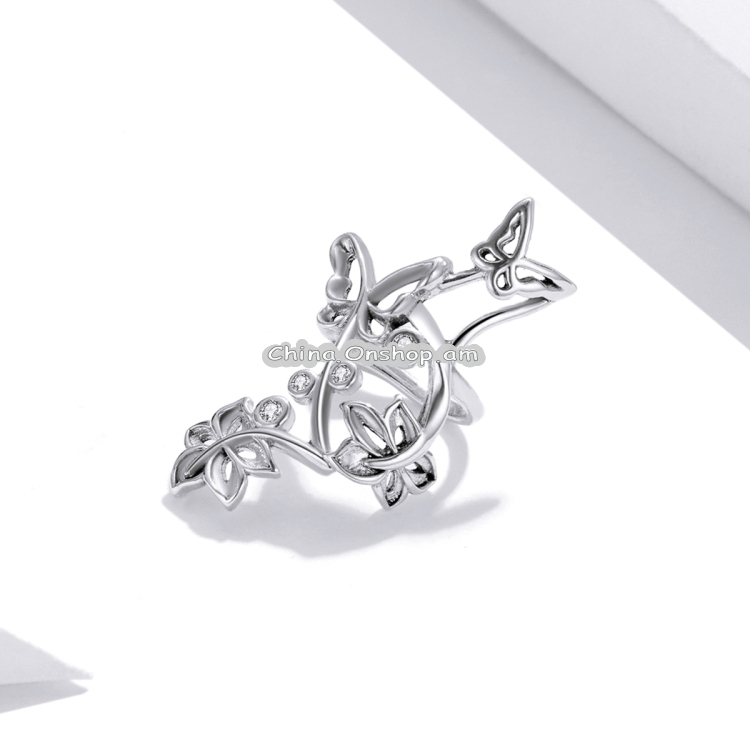 S925 Sterling Silver Butterfly Vine Ear Bone Clip Women Earrings