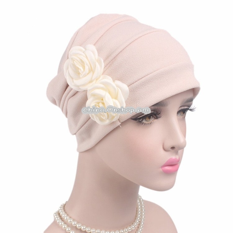 Flower Wrinkled Pull-over Confinement Chemotherapy Cap