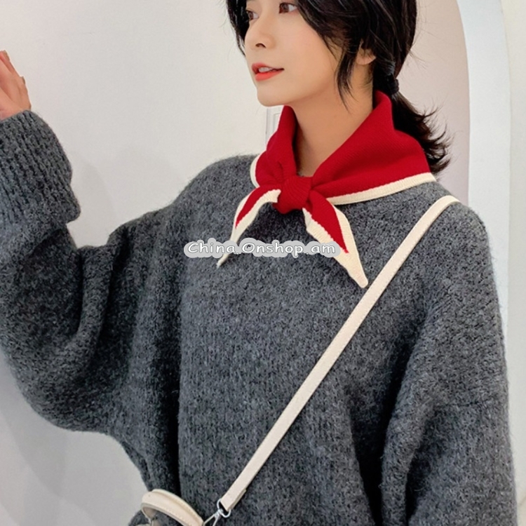 Autumn & Winter Knitted Woolen Scarf Women Two-colors Mini Triangle Scarf Warm Scarf