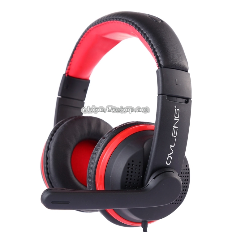 OVLENG GT91 Stereo Headset with Mic & Volume Control Key for Computer, Cable Length: 1.8-2m (Red)