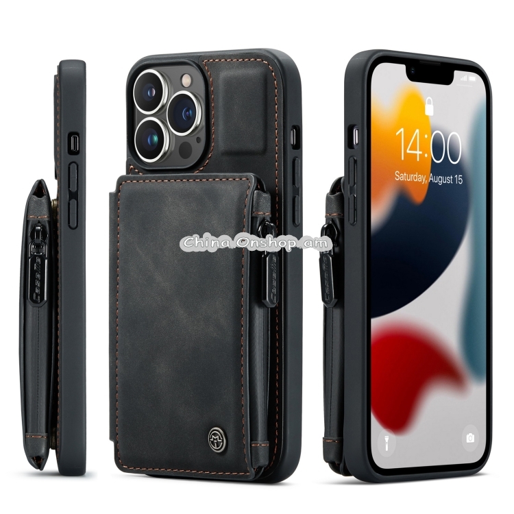 CaseMe C20 Multifunctional PC + TPU Protective Case with Holder & Card Slot & Wallet For iPhone 13 Pro Max