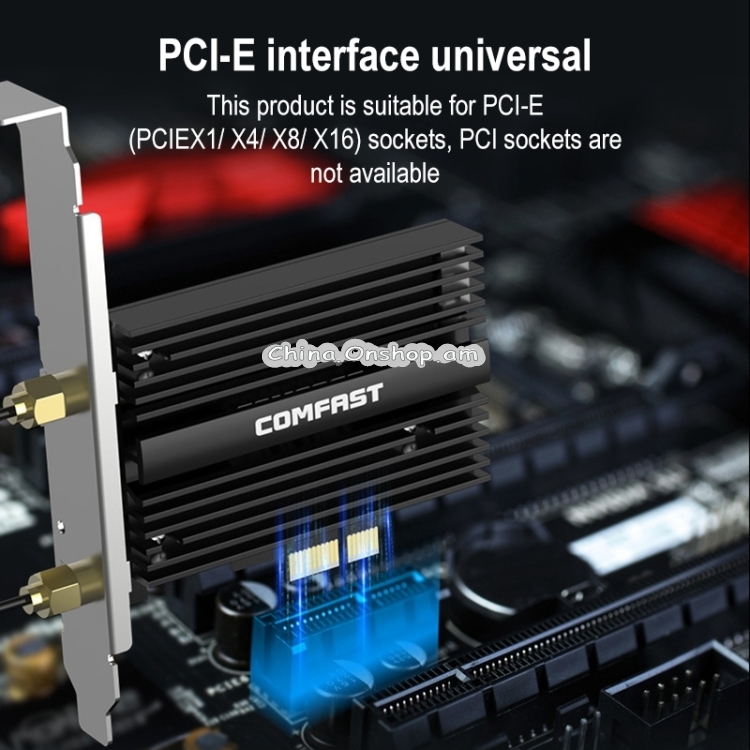 COMFAST CF-AX180 PLUS 1800Mbps PCI-E Bluetooth 5.2 Dual Frequency Gaming WiFi 6 Wireless Network Card with Heat Sink
