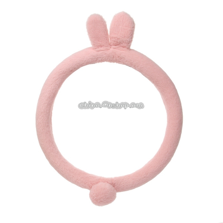 Cartoon Car Steering Wheel Cover Winter Long Hair Non-Slip Steering Wheel Cover
