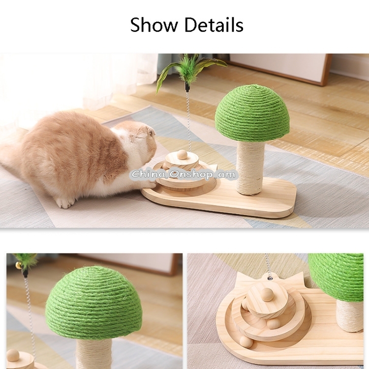 MZP01 Durable Solid Wood Turntable Pet Cat Toy Funny Cat Toy