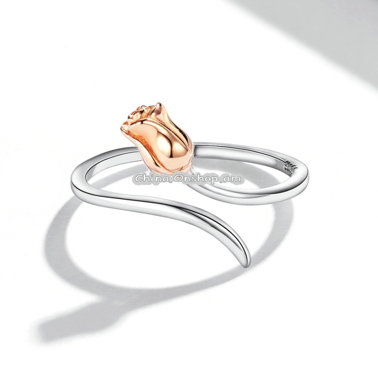 S925 Sterling Silver Rose Women Open Ring