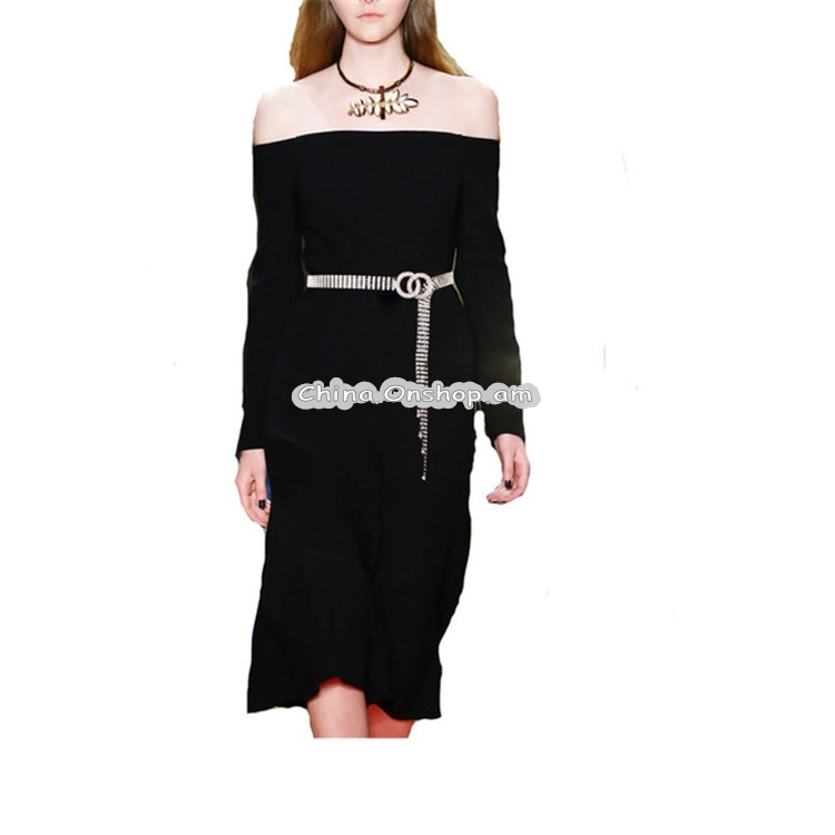 Women Double Loop Shape Diamond Belt Waist Chain, Length:120cm(Silver)