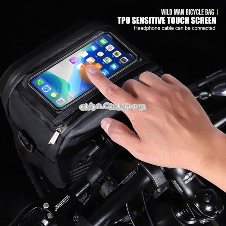 3L WILD MAN GS9 Mountain Bike Handle Bag Hanging Bag Riding Head Bag Touch Screen EVA Hard Shell Bag