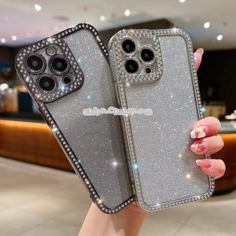 For iPhone 14 Pro Max Diamond Gradient Glitter Plated TPU Phone Case