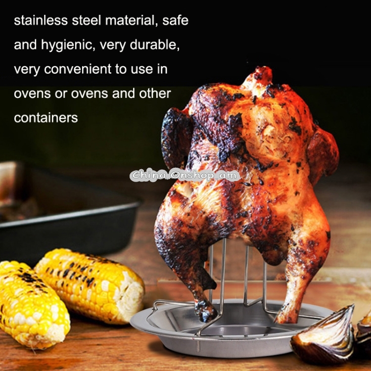 Outdoor Camp Thickening Barbecue Grill Roasting Chicken Rack Baking Non-stick Roasting Chicken Pan