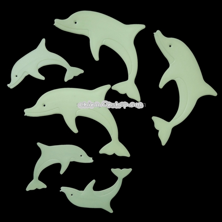 Dolphin Pattern Fluorescent Self-adhesive Wall Stickers for Home Decoration