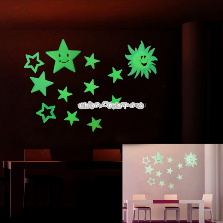 Star Pattern Fluorescent Self-adhesive Wall Stickers for Home Decoration