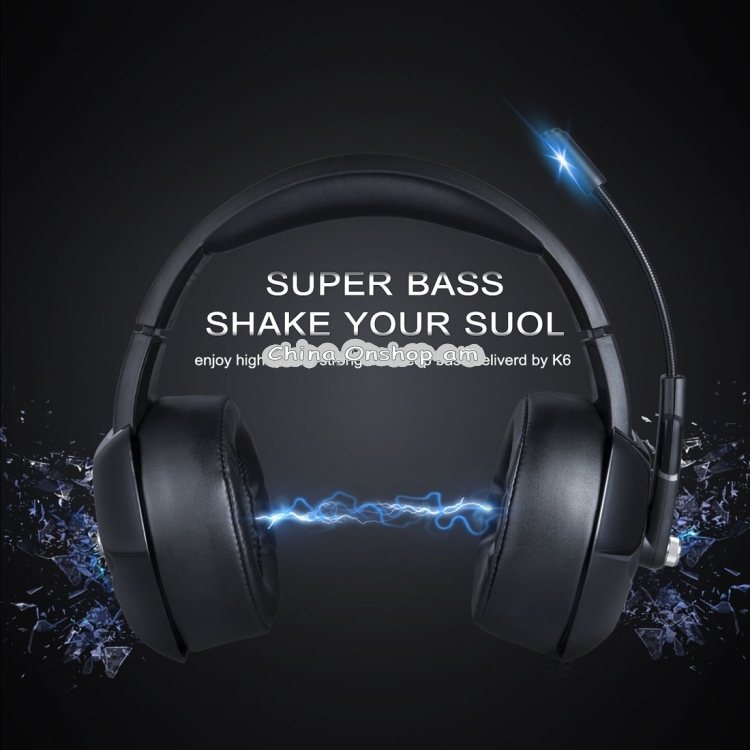 ONIKUMA K6 Over Ear Bass Stereo Surround Gaming Headphone with Microphone & Red Light