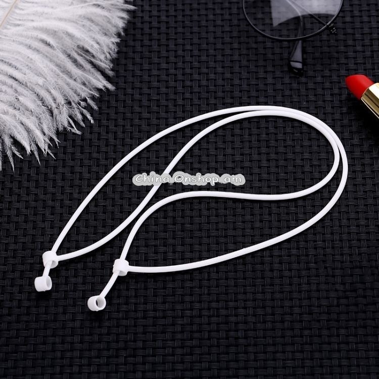 Original Applies to Apple Wireless Bluetooth Headset Airpods Anti-lost Rope Lanyard Silicone Protective Sleeve Accessories (White)