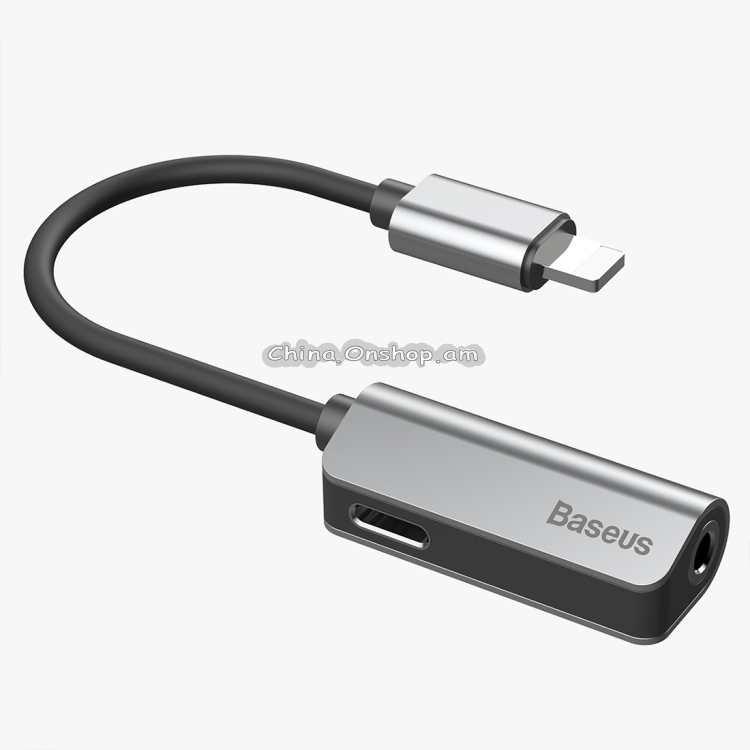 Baseus 8 Pin Male to 3.5mm + 8 Pin Female Charging and Play Music Adapter, Support iOS 11 System