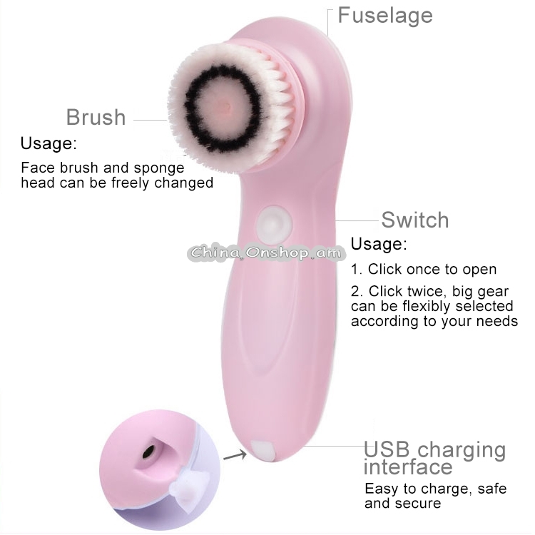 1.2W USB Charging Electronic Cleaning Face Beauty Instrument Pores Nose Blackhead Facial Cleansing Brush(Purple)