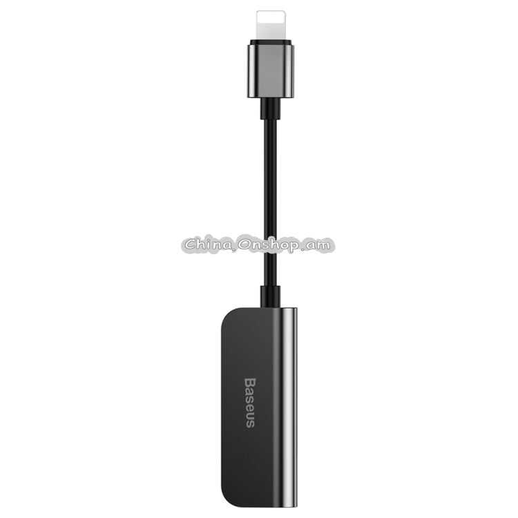 Baseus L50 2 In 1 8 Pin Male to 3.5mm Female + 8 Pin Female Charging Call Listening Song Audio Headphone Adapter