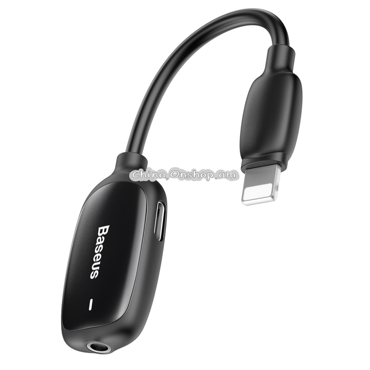Baseus L51 3 In 1 8 Pin Male to 3.5mm Female + Dual 8 Pin Female Charging Call Listening Song ABS Audio Headphone Adapter