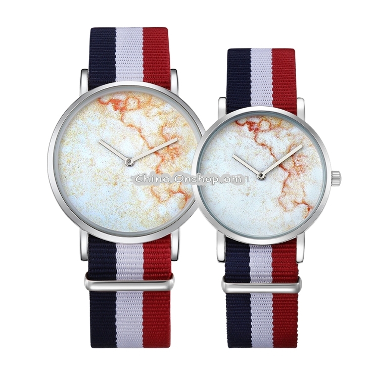 CAGARNY 6812 Round Dial Alloy Silver Case Fashion Couple Watch Men & Women Lover Quartz Watches with Nylon Band