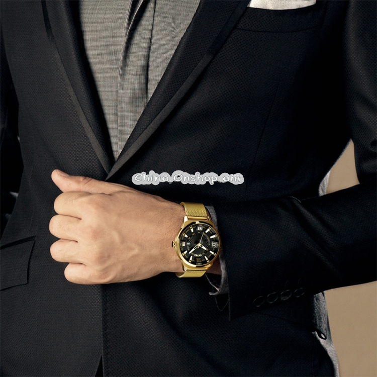 SKMEI 9166 Fashion Men Business Watch 30m Waterproof Metal Quartz Wristwatch