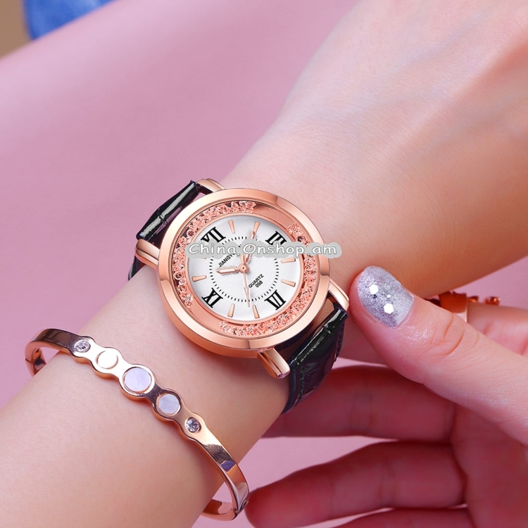 1745 JIAYUYAN Fashion Women Quartz Wrist Watch with PU Leather Band and Alloy Watch Case