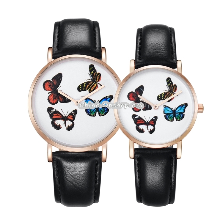 CAGARNY 6812 Round Dial Alloy Gold Case Fashion Couple Watch Men & Women Lover Quartz Watches with PU Leather Band